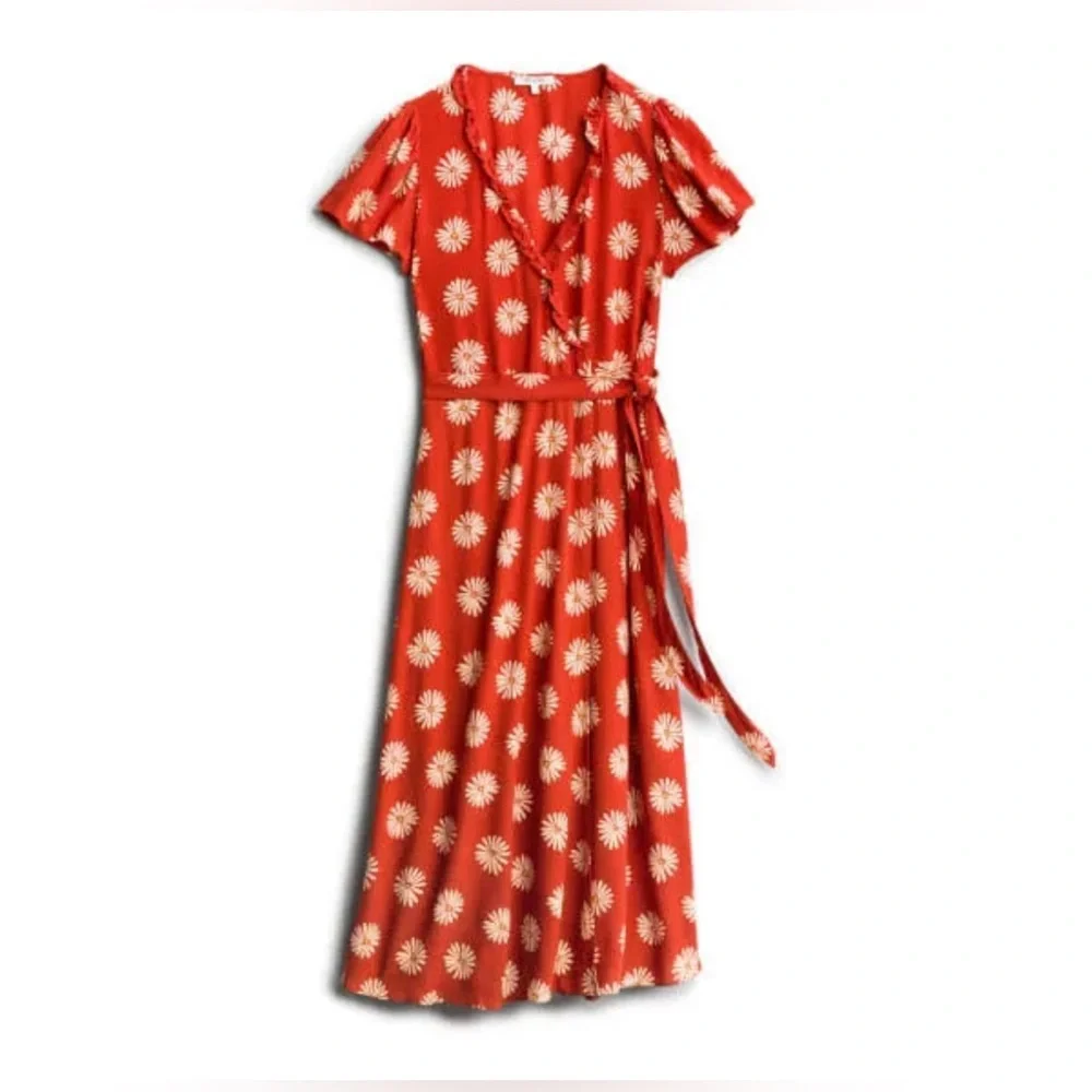 MADEWELL Ruffle-Edge Wrap Midi Dress in Daisy Daydream XS EXCELLENT CONDITION - Picture 5 of 6